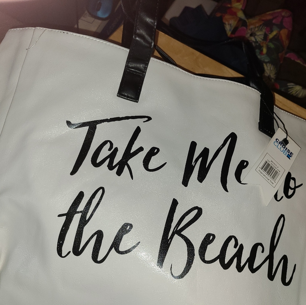 Take me to the beach faux leather tote.